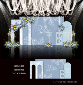 蓝色简约婚礼背景