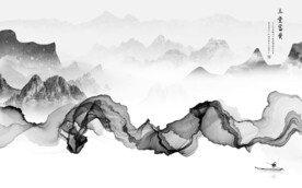 最新 中式灰色山水 TiF分层