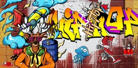 欧美风街头涂鸦餐饮酒吧背景墙