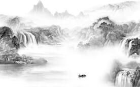 现代 客厅灰色山水 TiF分层