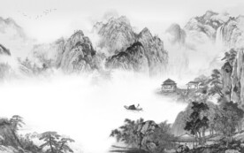 电视 轻奢灰色山水 TiF分层