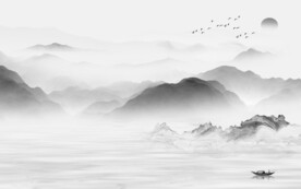 高清 轻奢灰色山水 TiF分层