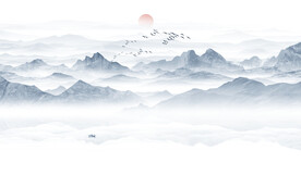 新中式意境抽象水墨山水客厅背景