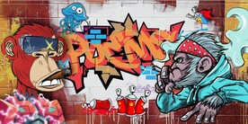 欧美风街头涂鸦餐饮酒吧背景墙