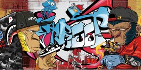 欧美风街头涂鸦餐饮酒吧背景墙