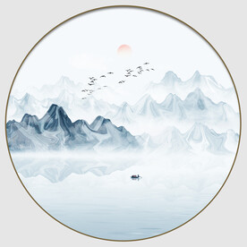 圆形水墨画装饰画
