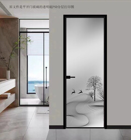 高清分层透明底平开门打印图