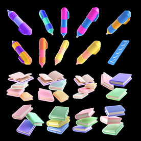 单层免抠透明粉色3d文具