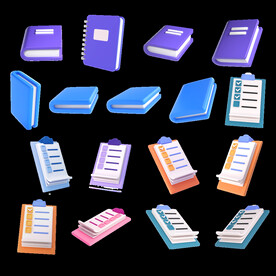 单层免抠透明3d文具