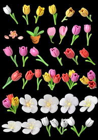 单层免抠透明粉色3d郁金香花瓣