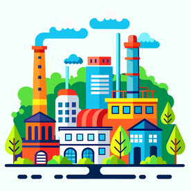 卡通矢量工程工厂建筑元素