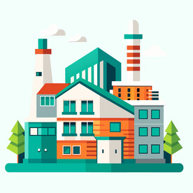 卡通矢量工程工厂建筑元素