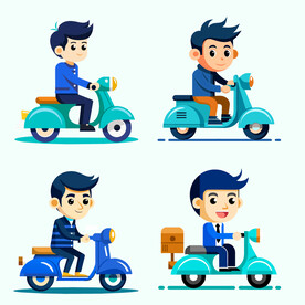 骑电动车的职场男人