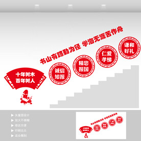 校园阅读楼梯文化墙