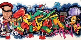 欧美风街头涂鸦餐饮酒吧背景墙