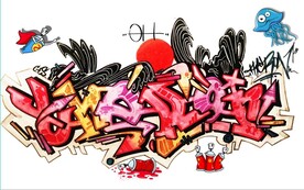 欧美风街头涂鸦餐饮酒吧背景墙