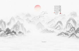 中式禅意水墨装饰山水画