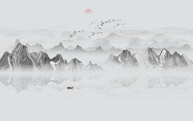 抽象水墨山水画