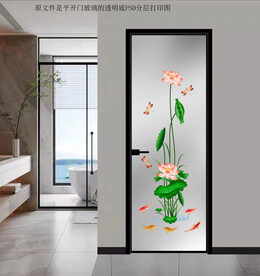 高清分层透明底平开门玻璃打印图