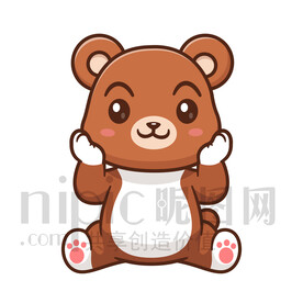 可爱卡通捂脸的狗熊