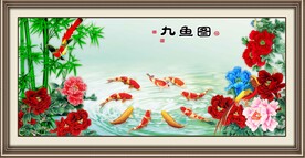 牡丹九鱼图