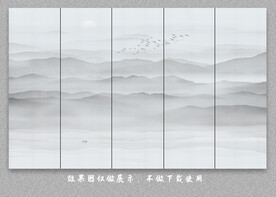 中式屏风隔断水墨山水画