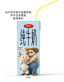 纯牛奶纸盒平面分层图