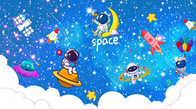 卡通星星宇航员背景墙