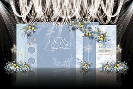 蓝色简约婚礼背景