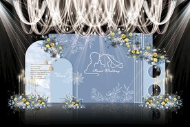 蓝色简约婚礼背景