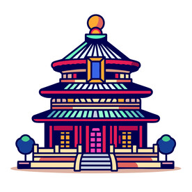 坛插画天坛图标设计