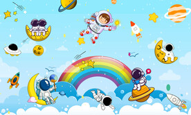 卡通太空人背景墙