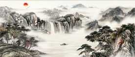 中式意境山水背景装饰画