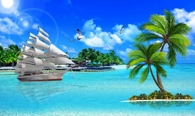 大海沙滩背景墙图