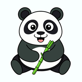 矢量动物大熊猫吃竹子