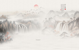 禅意水墨山水装饰画