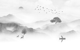 大气 灰色高清山水 TiF分层