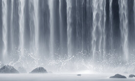 高山流水瀑布山水画幕墙