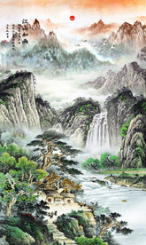 迎客松山水画壁画