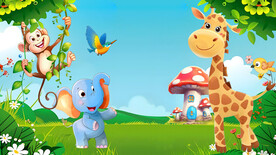 卡通动物背景墙