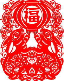 剪纸艺术玉兔呈祥