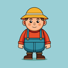 矢量人物卡通戴帽子的农民