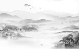 高端 奢雅灰色山水 TIF分层