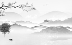 高档 淡雅灰色山水 TIF分层