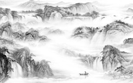 现代 淡雅灰色山水 TIF分层