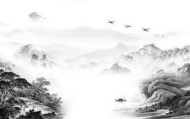 高雅 淡雅灰色山水 TIF分层