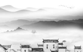 奢雅 别墅灰色山水 TIF分层