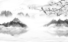 客厅 新传灰色山水 TIF分层