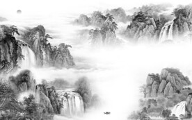 高档 新传灰色山水 TIF分层