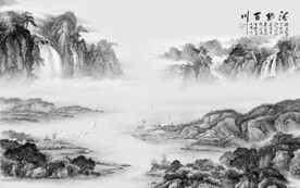 奢雅 高端灰色山水 TIF分层